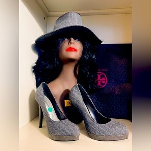 COPY - Gray pinstripe shoes, and hat set